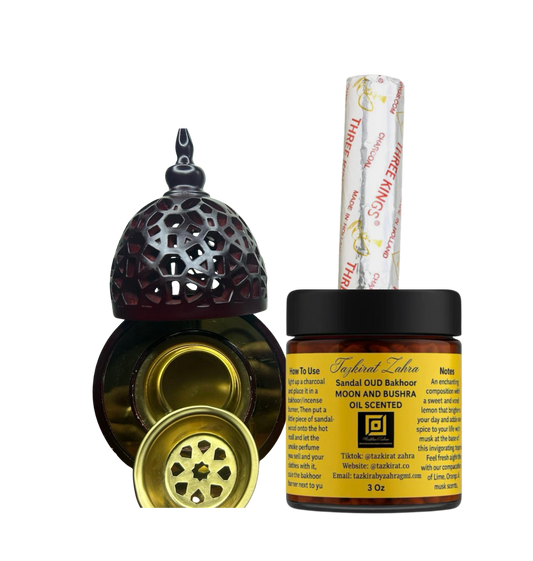 Complete Moon & Bushra Perfume Oil Scented Bakhoor burning set