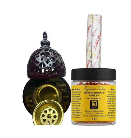 Complete Vanilla Perfume Oil Scented Bakhoor burning set : except lighter is excluded Kit.